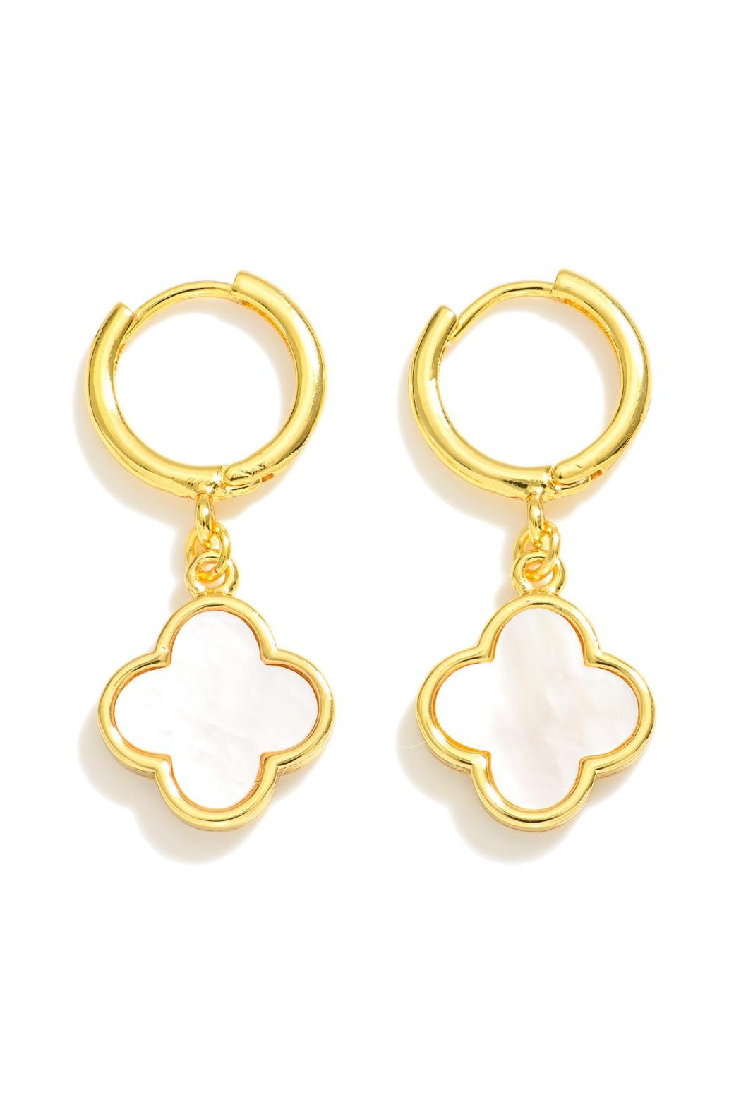 Mother of Pearl Clover Hoop Earrings