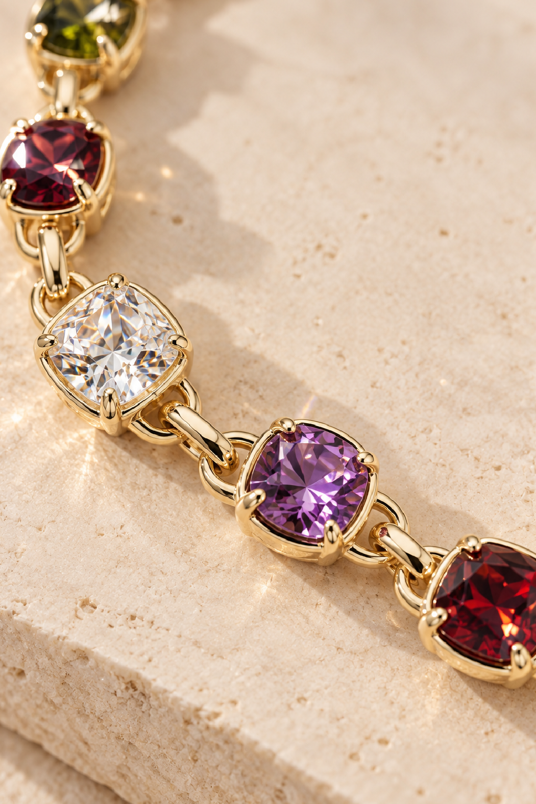 14K Gold Plated Gem Necklace