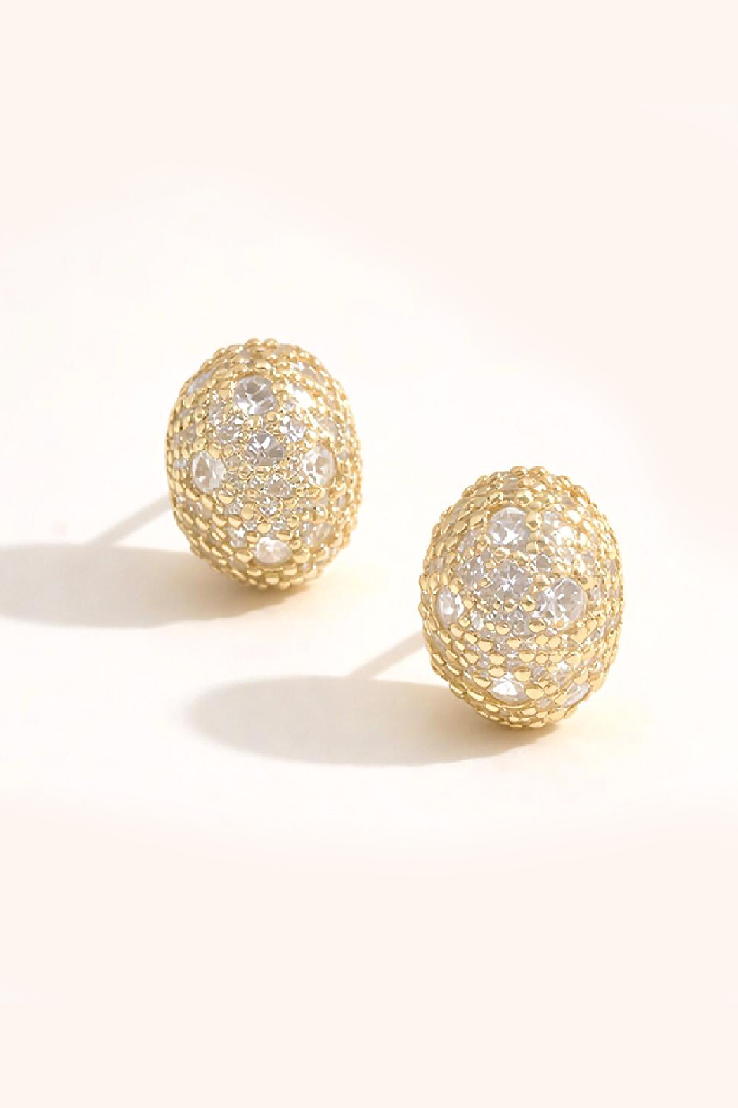 Gold Plated Sparkling Oval Earrings
