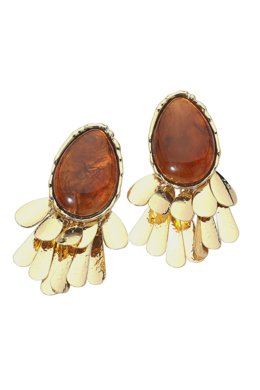 Oval Resin Fringe Earrings