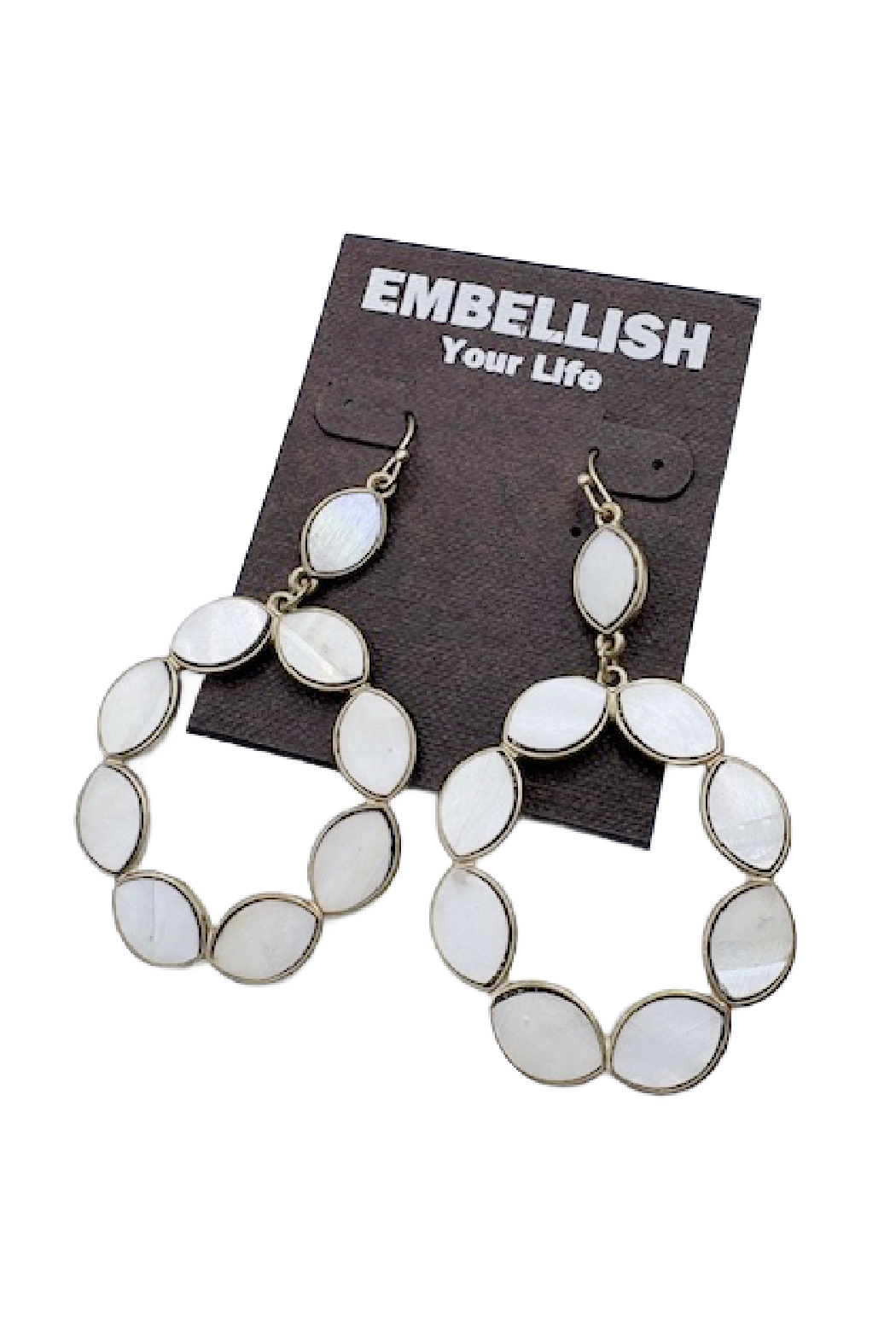 Mother of Pearl Marquis Oval Earrings