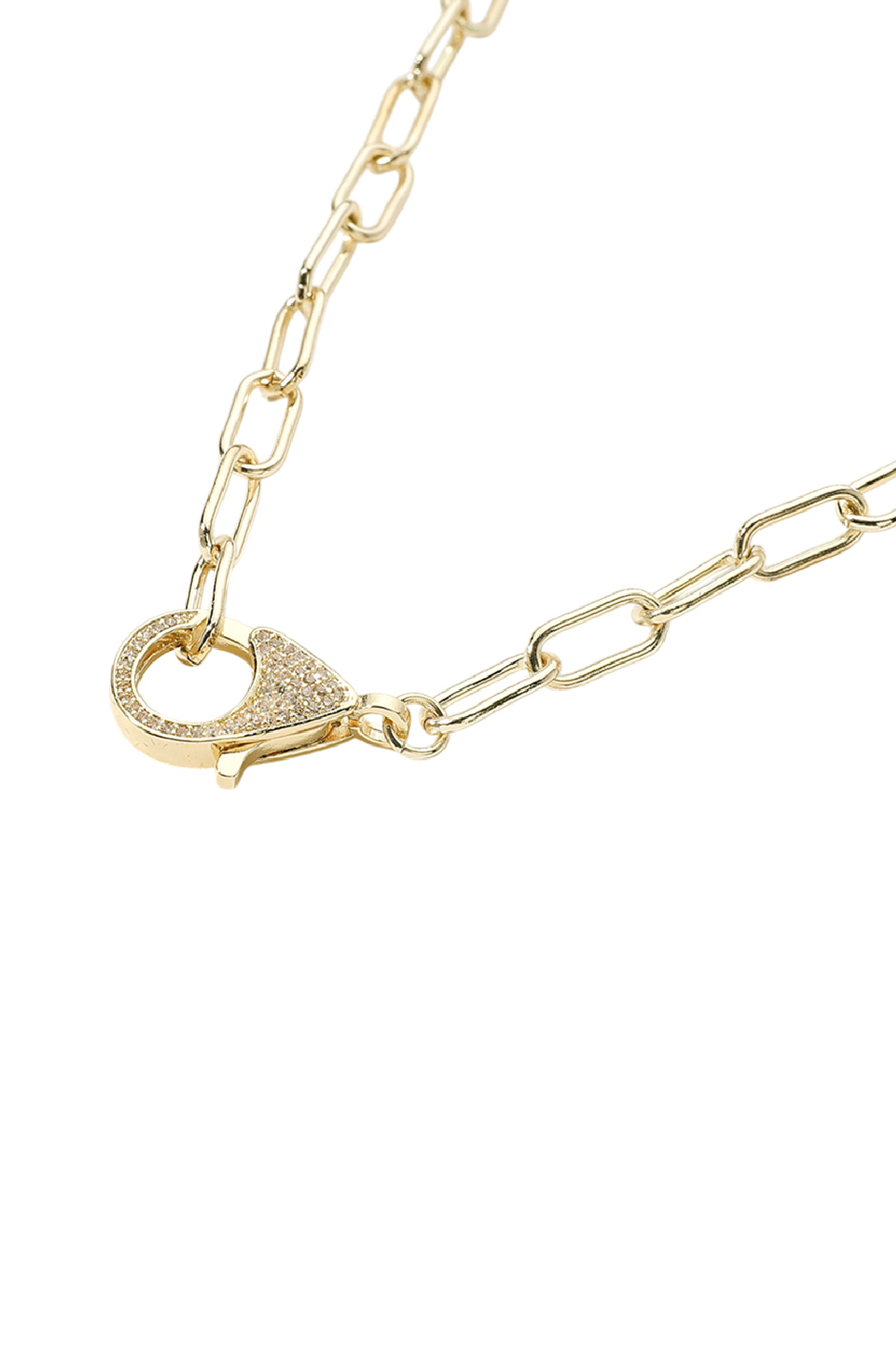 Gold Plated Pave Clasp Necklace