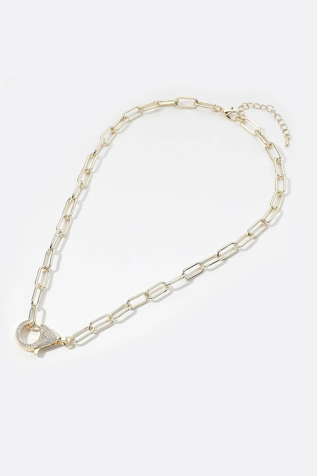 Gold Plated Pave Clasp Necklace