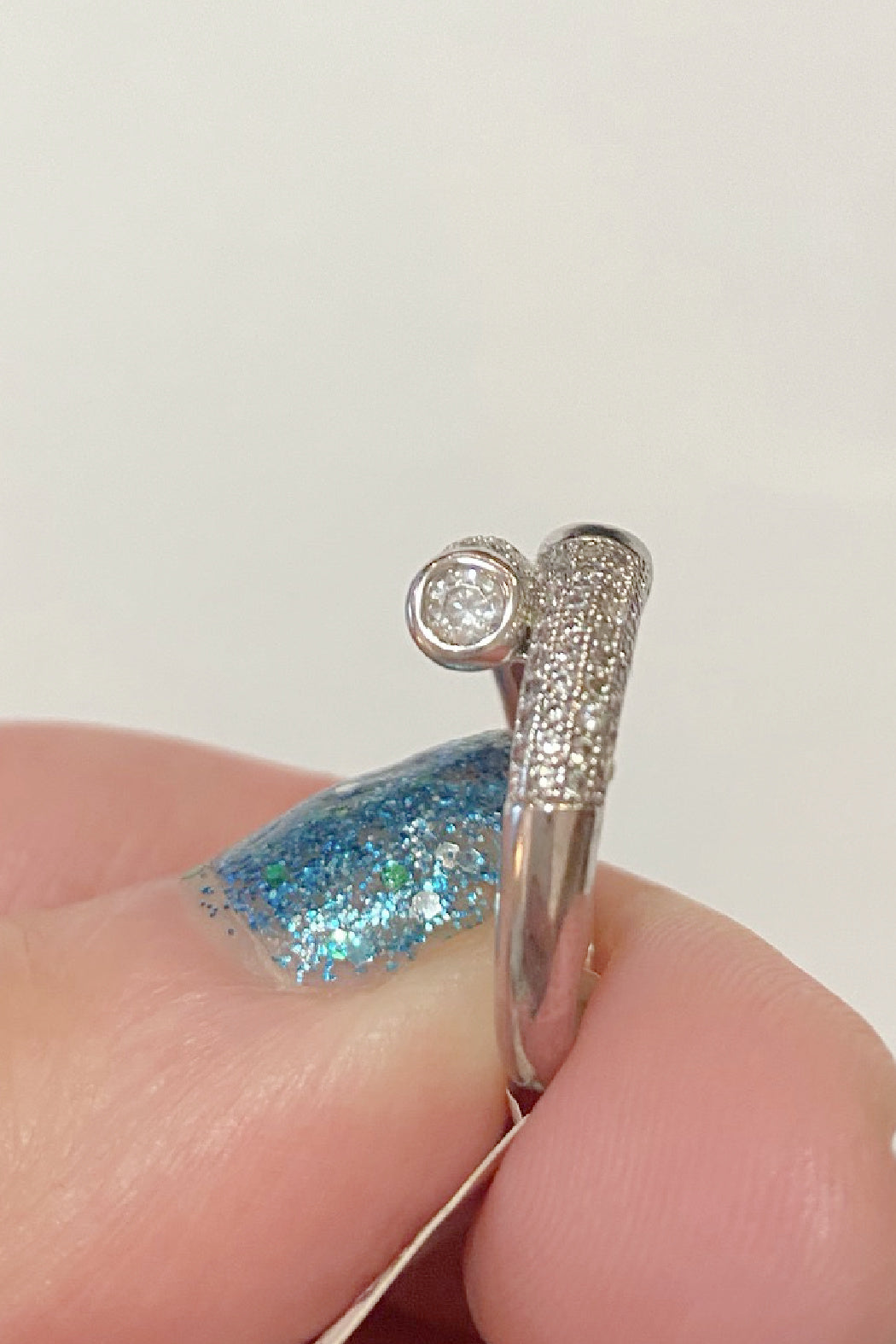 Silver Cz Pave and Tip Ring