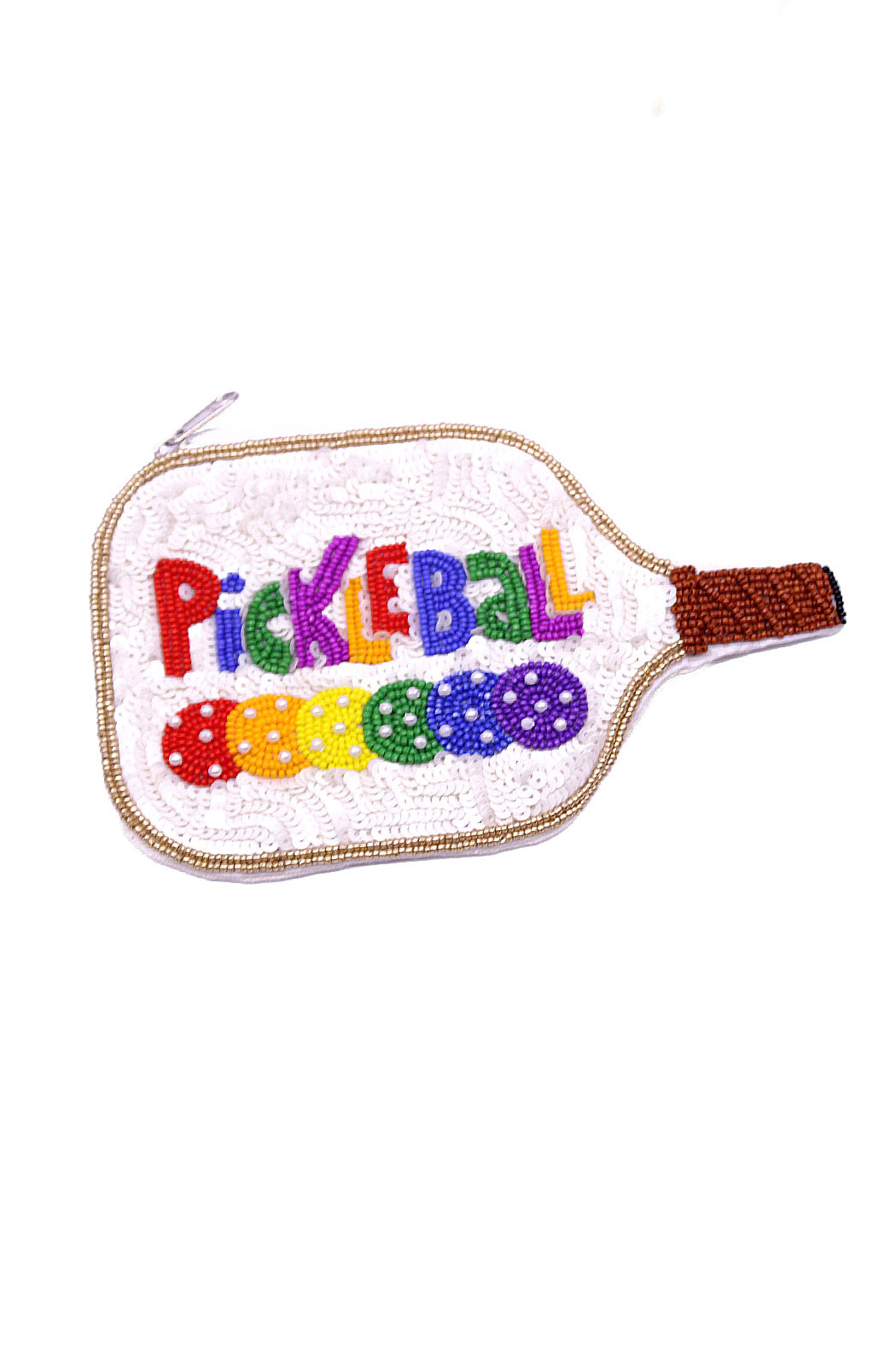 Pickleball Paddle Beaded Pouch