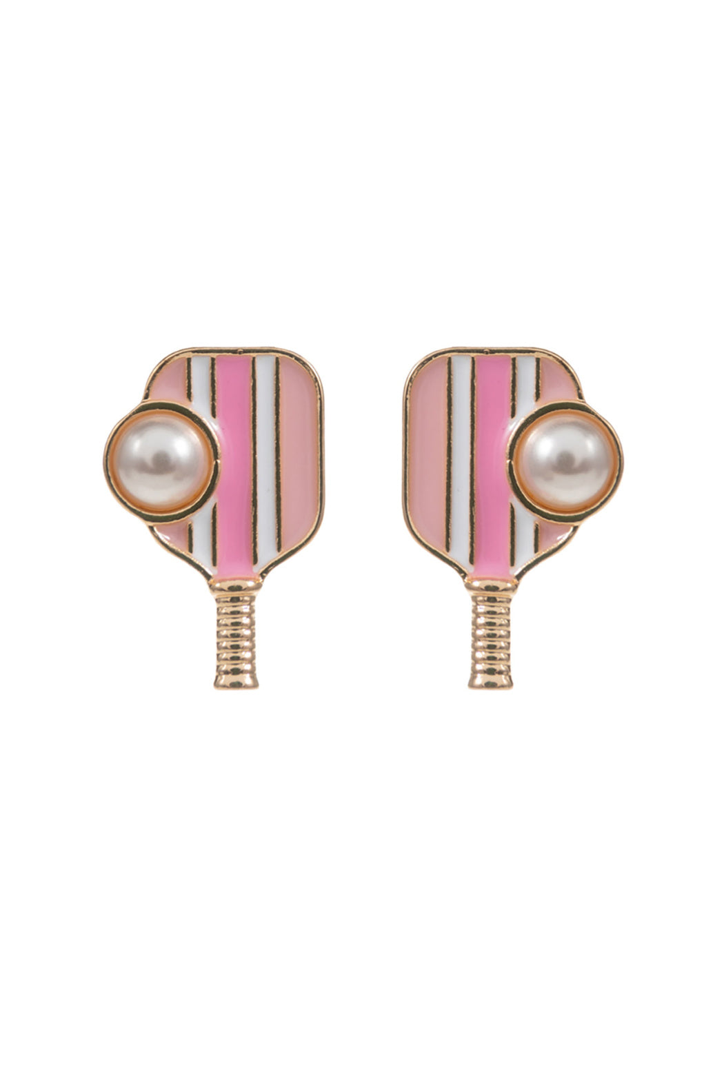 Enamel Pickleball with Pearl Ball Earrings