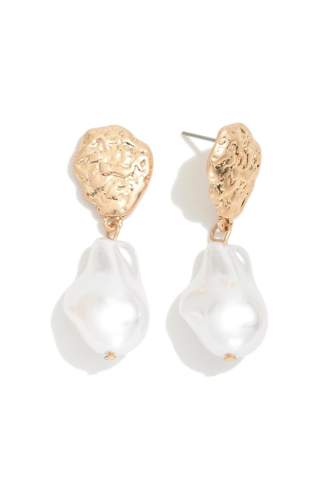 Pearl and Gold Nugget Earrings