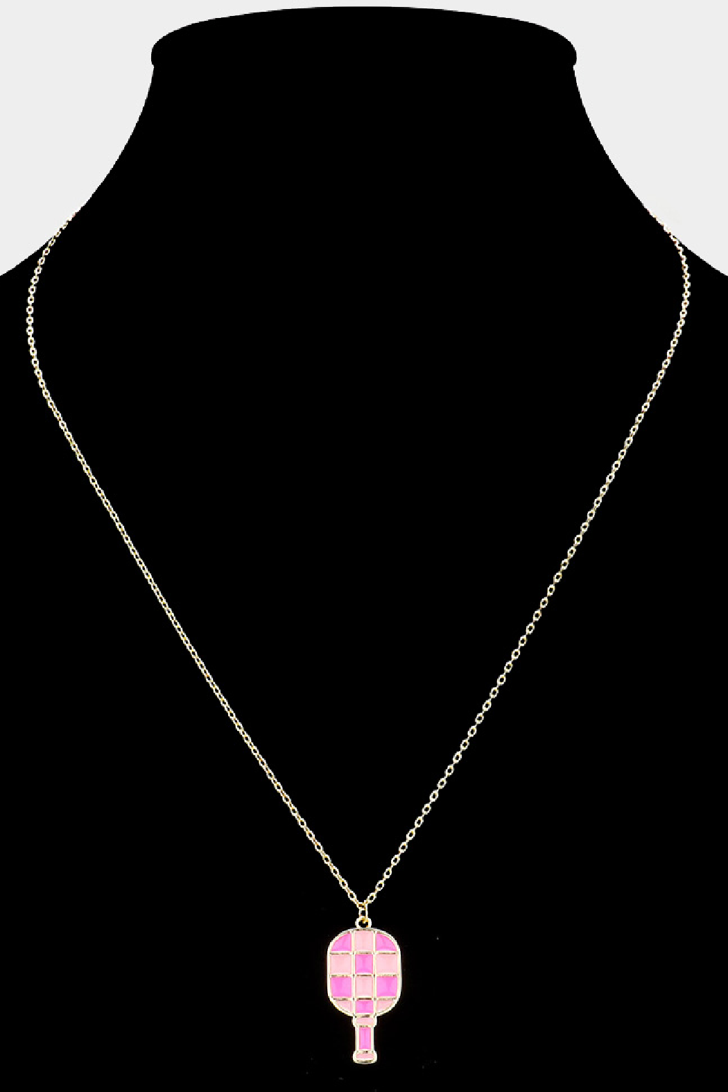 Enamel Checker Pickleball Paddle Necklace