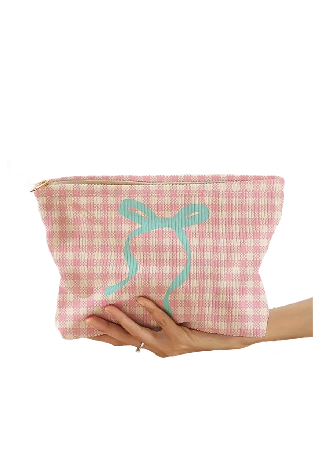 Corduroy Cherries and Bows Printed Pouch