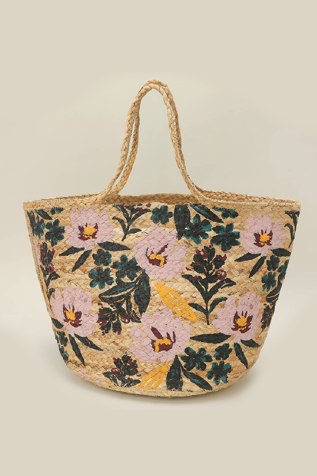 Floral Raffia Tote Bag