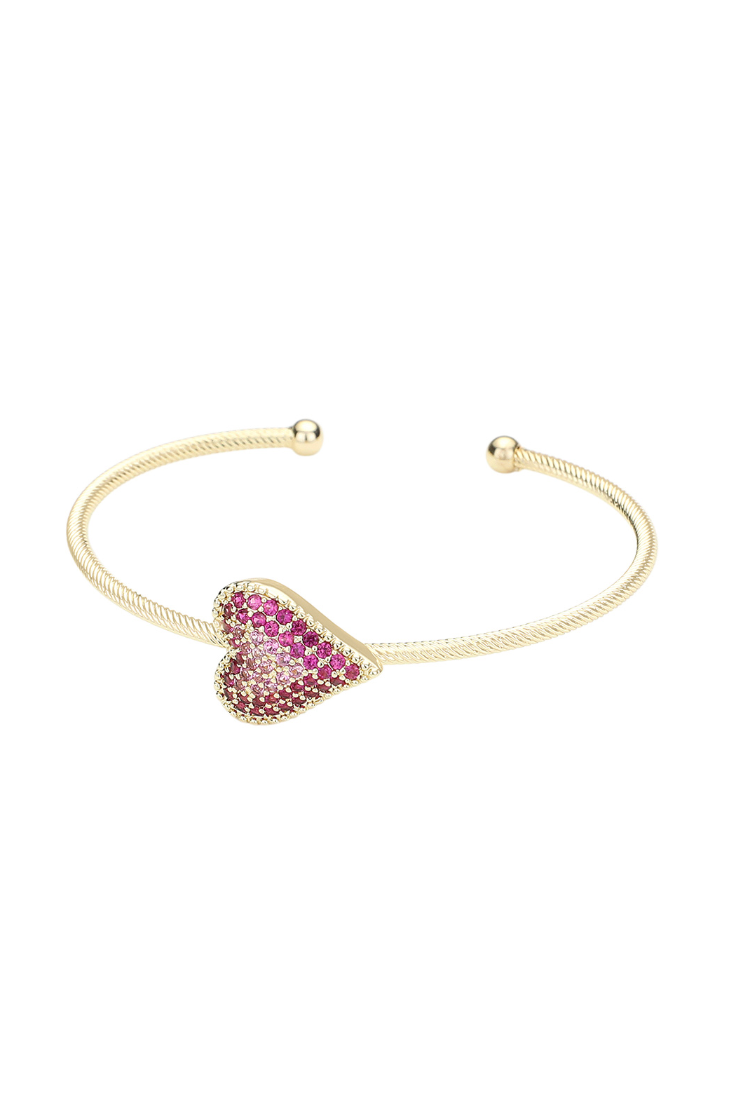 Gold Plated Cz Heart Cuff Bracelet