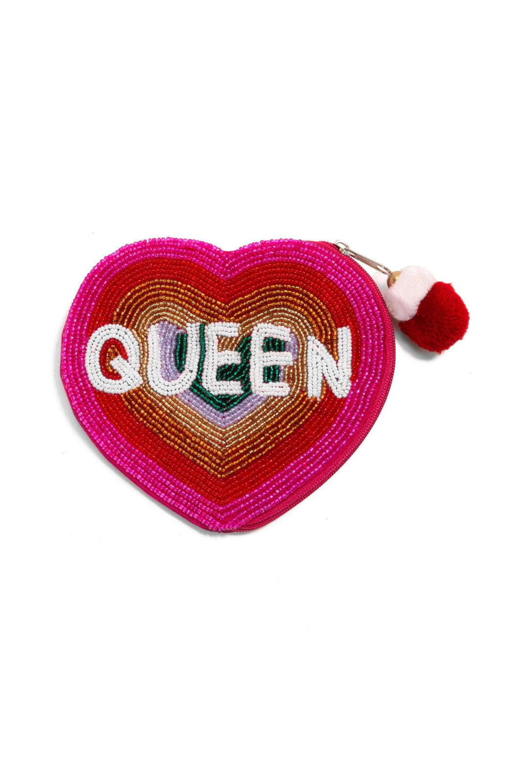 Queen Heart Shaped Beaded Pouch Bag