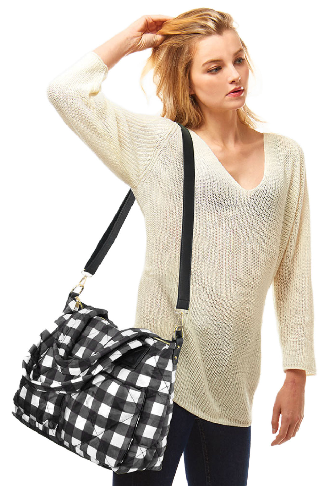 Quilted Buffalo Plaid Tote