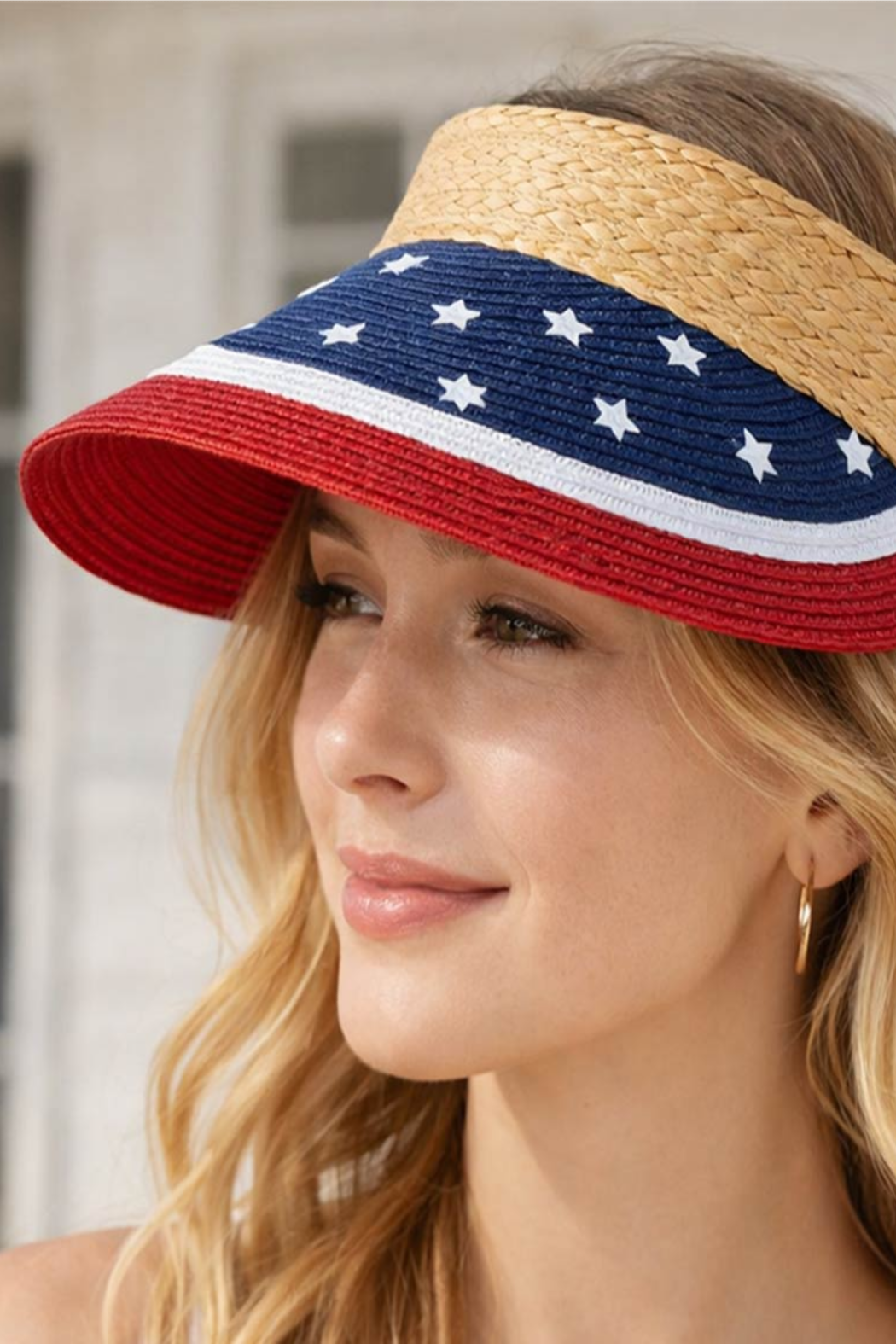 Patriotic Rollable Packable Straw Visor