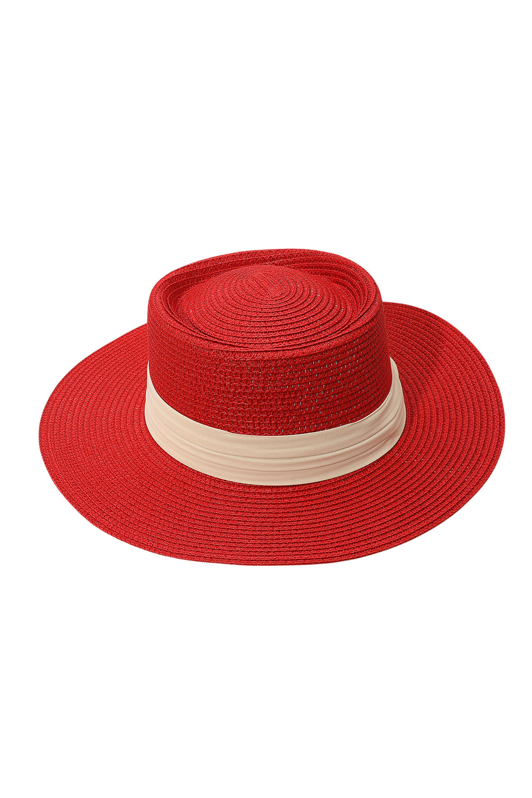 Ivory Banded Straw Boater Hat