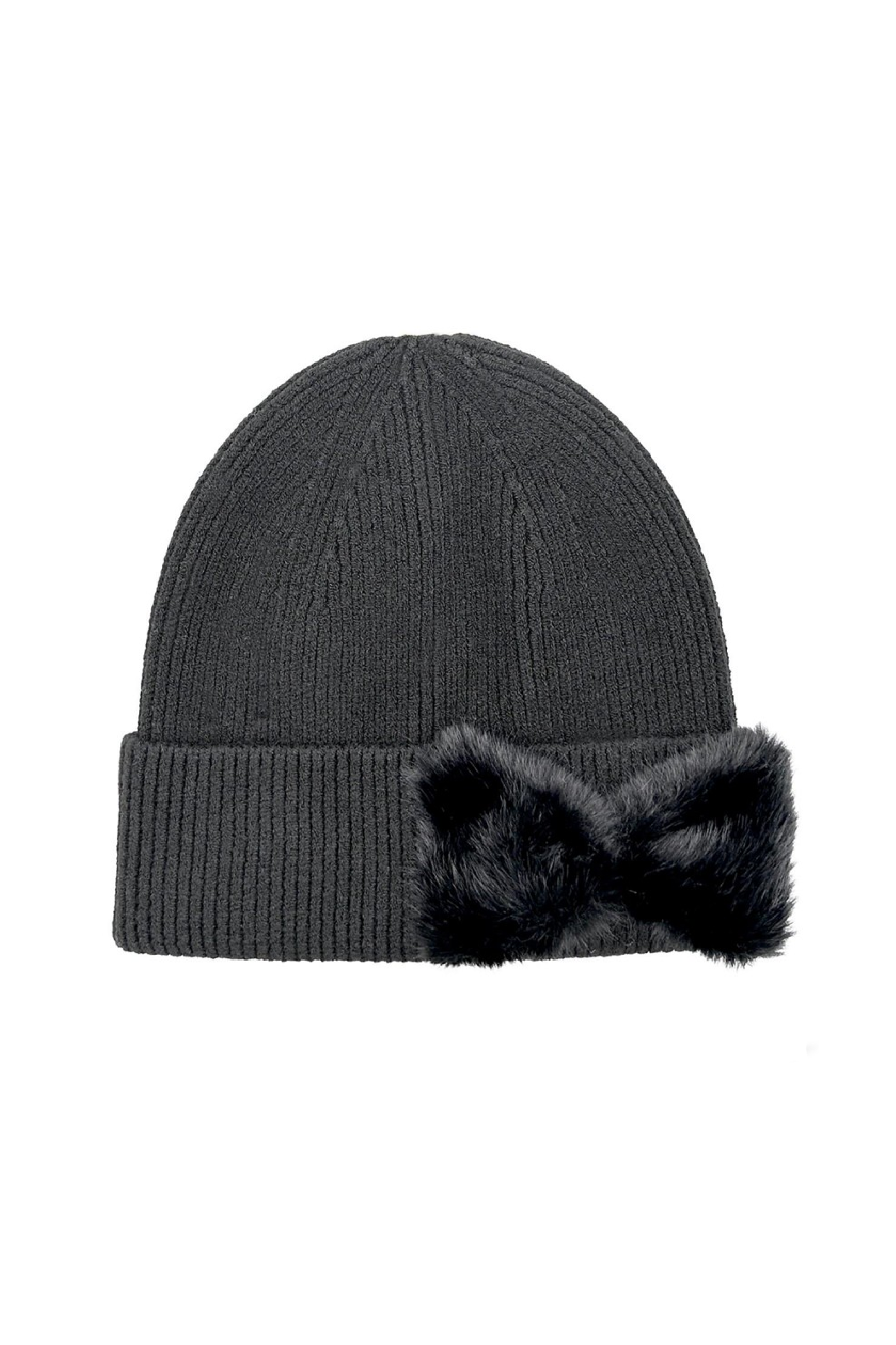 Faux Fur Bow Beanie