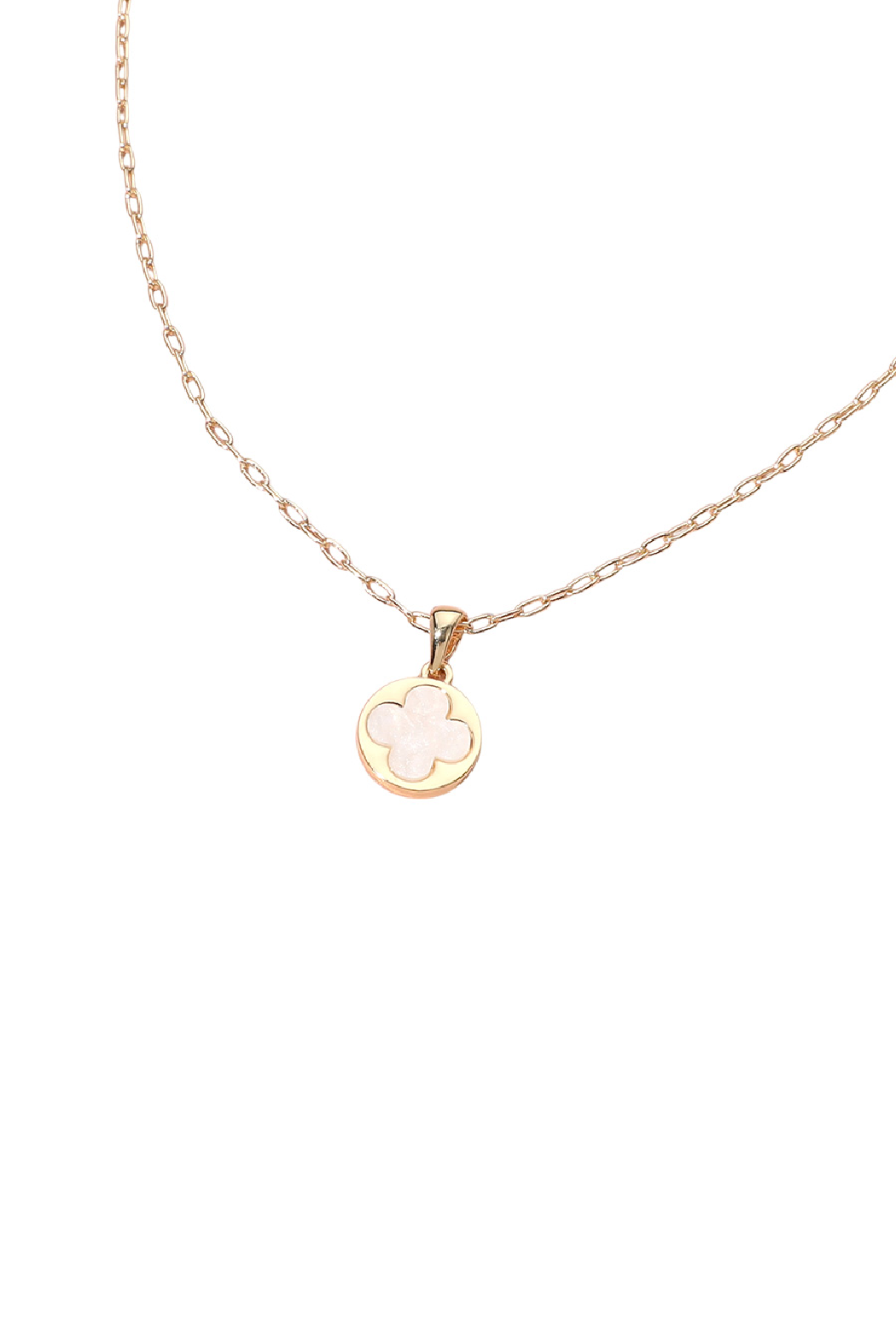 Mother of Pearl Clover Coin Necklace