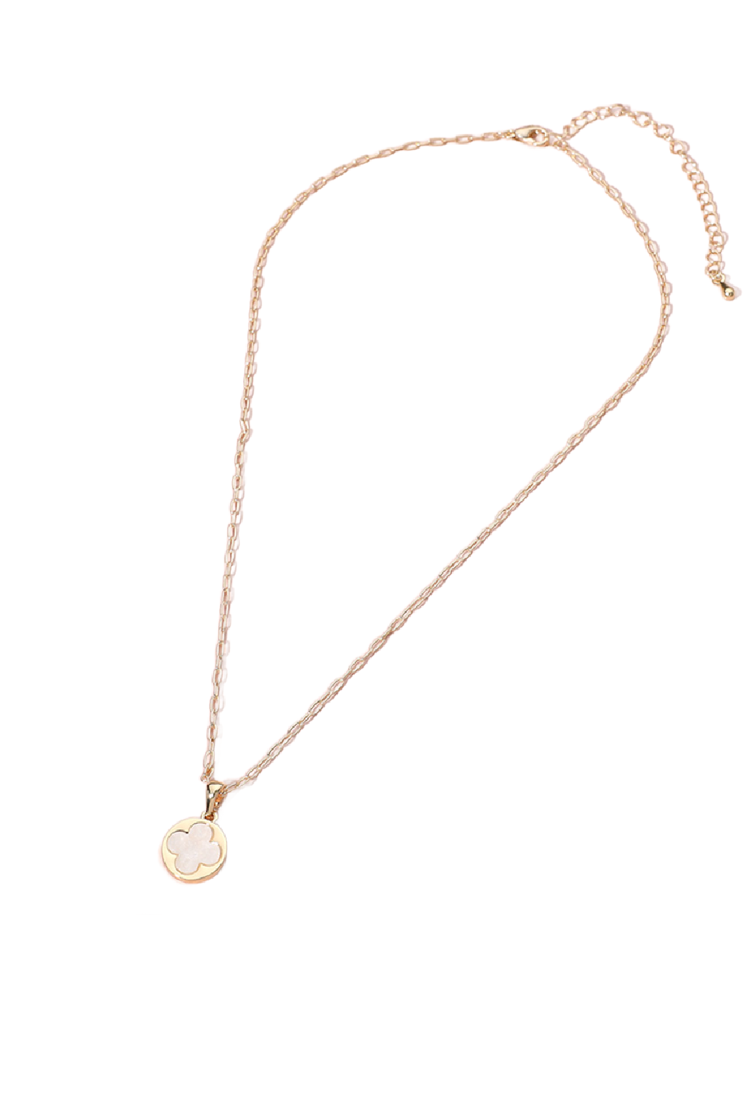 Mother of Pearl Clover Coin Necklace