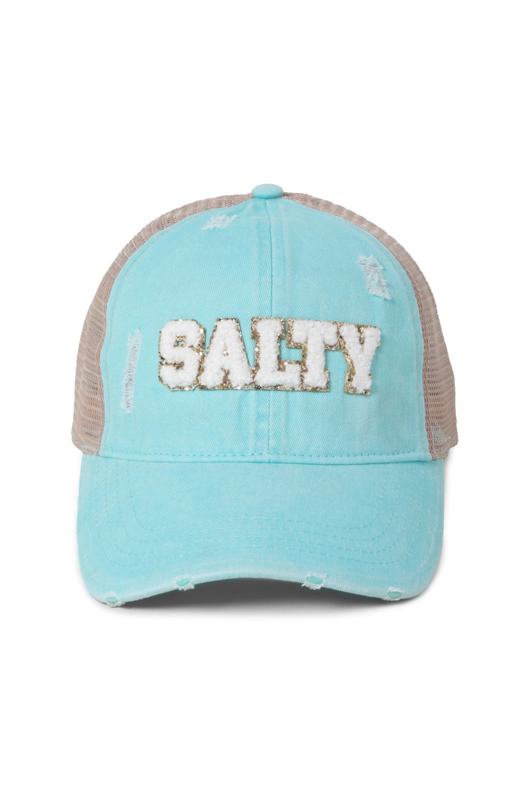 Distressed Chenille Glitz Salty Trucker Cap