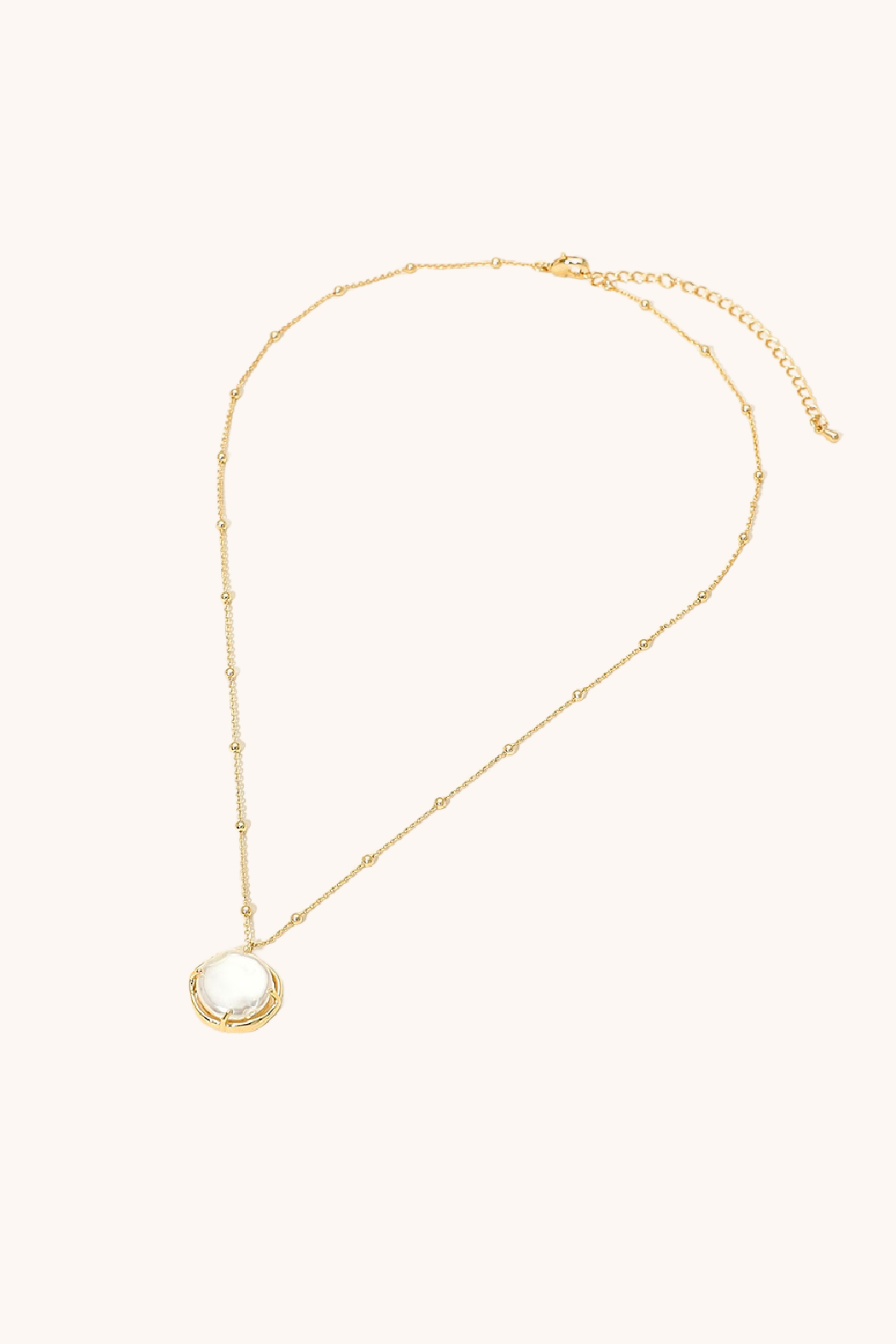 Gold Plated Full Moon Pearl Necklace