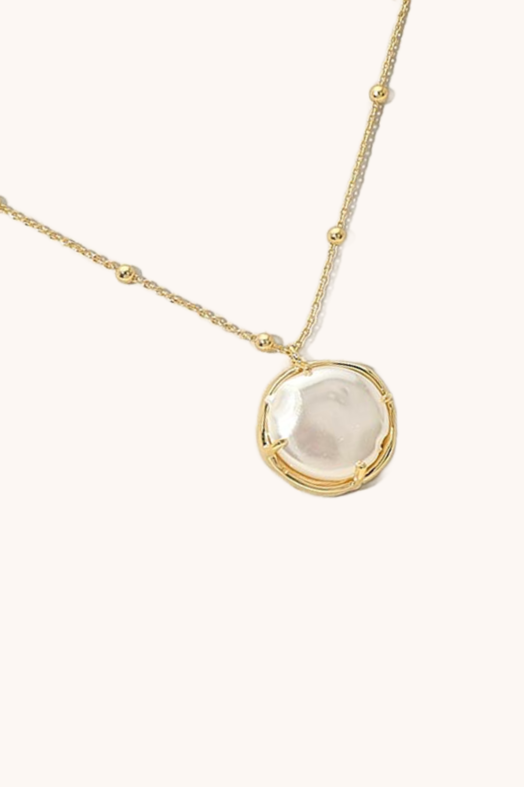 Gold Plated Full Moon Pearl Necklace