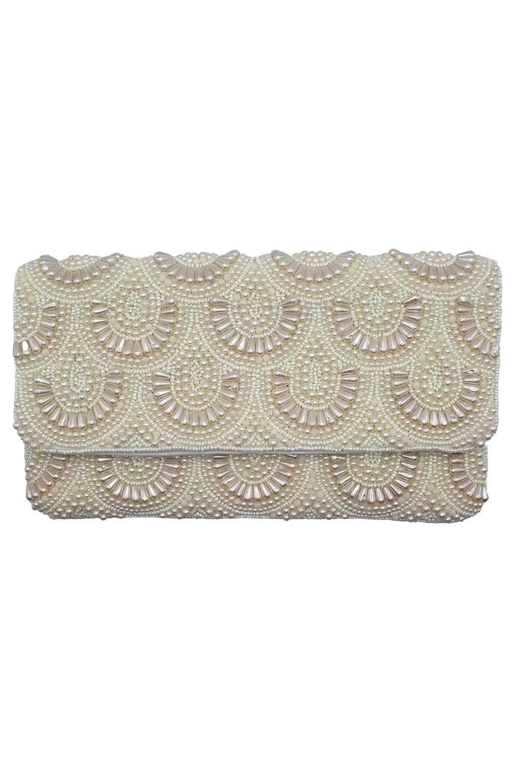 Vanilla Scoops Beaded Clutch Crossbody Bag