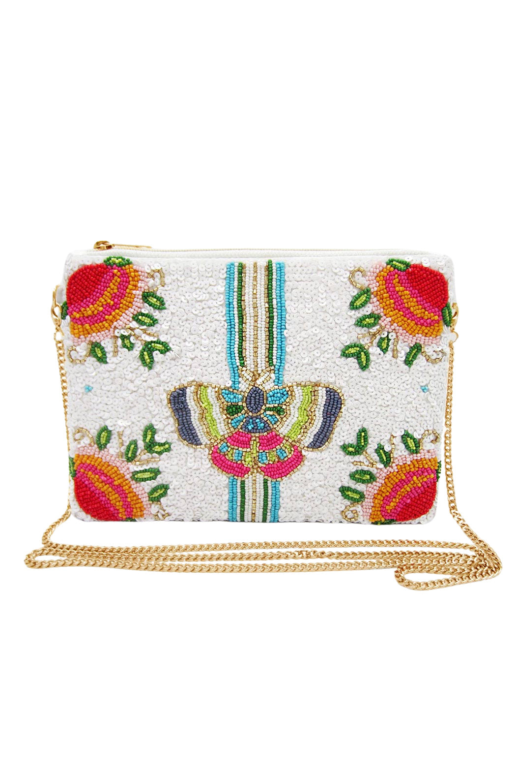 Butterfly and Flower Beaded Clutch