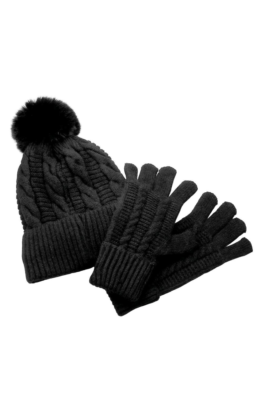 Cable Knit Hat and Glove Set