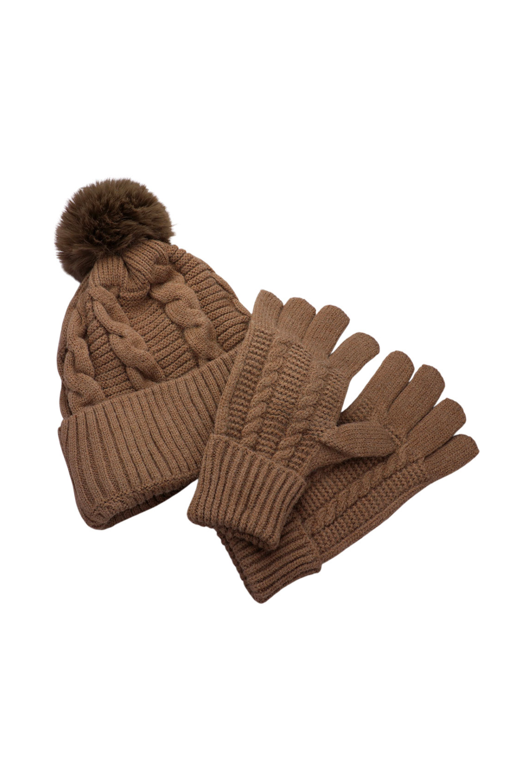 Cable Knit Hat and Glove Set