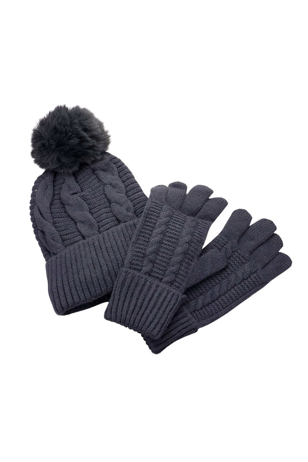 Cable Knit Hat and Glove Set