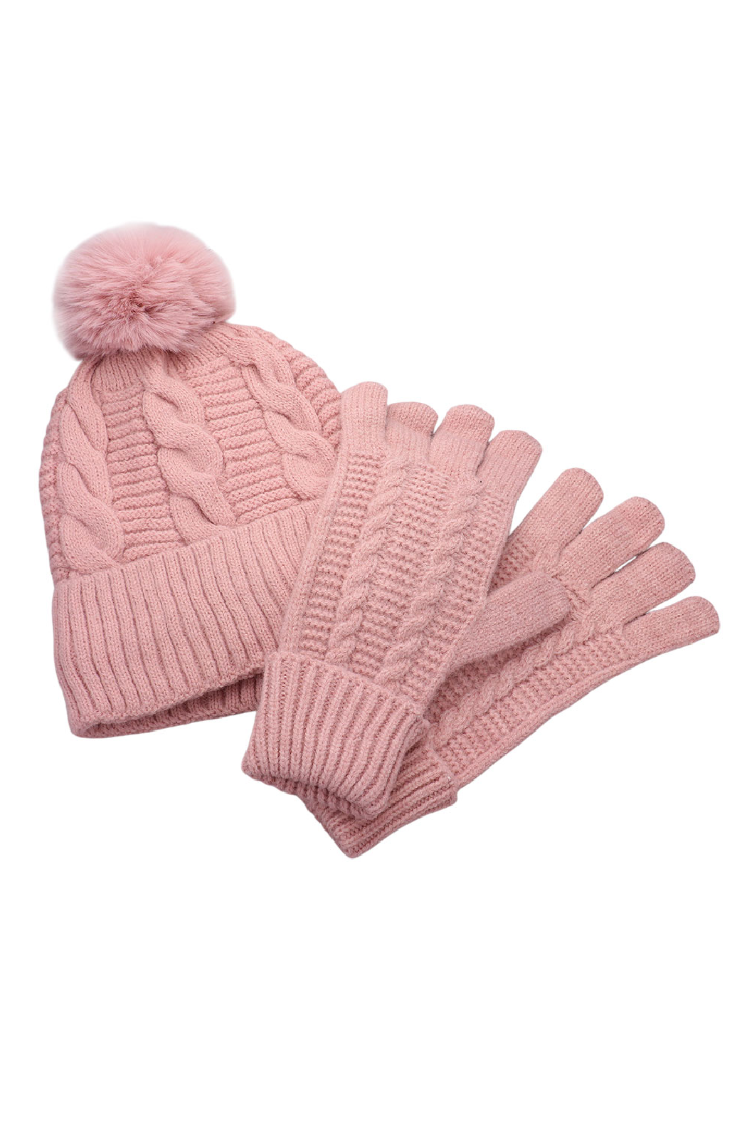 Cable Knit Hat and Glove Set