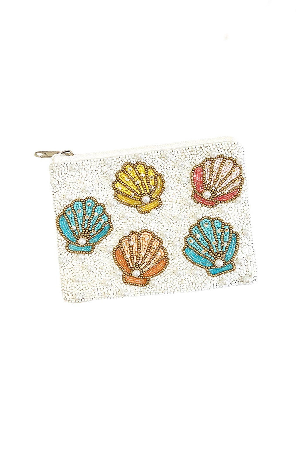 Scallop Shells Beaded Pouch