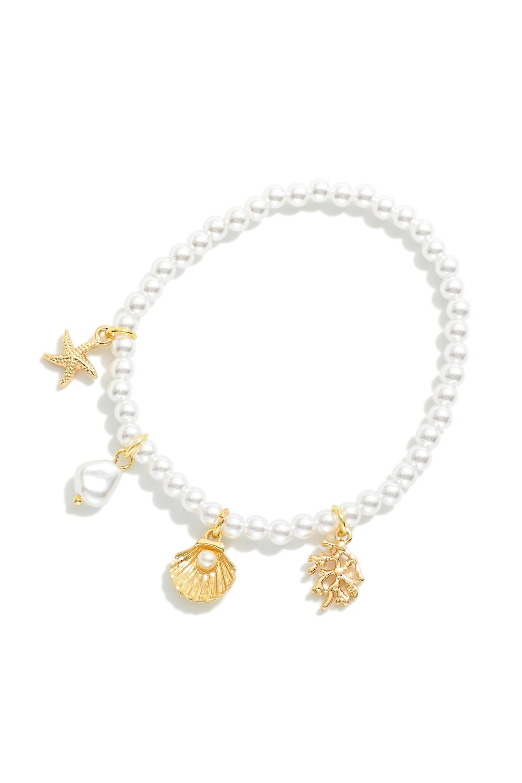 Shell Charm and Pearl Stacking Bracelet