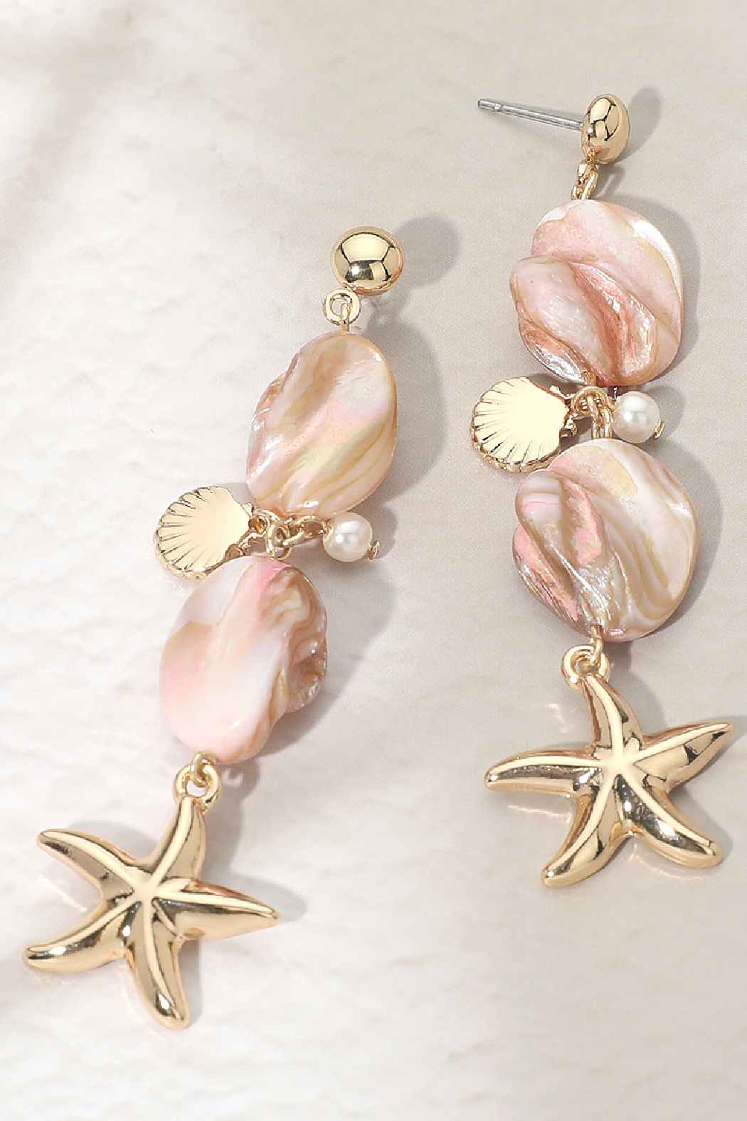 Shell Bead and Starfish Earrings