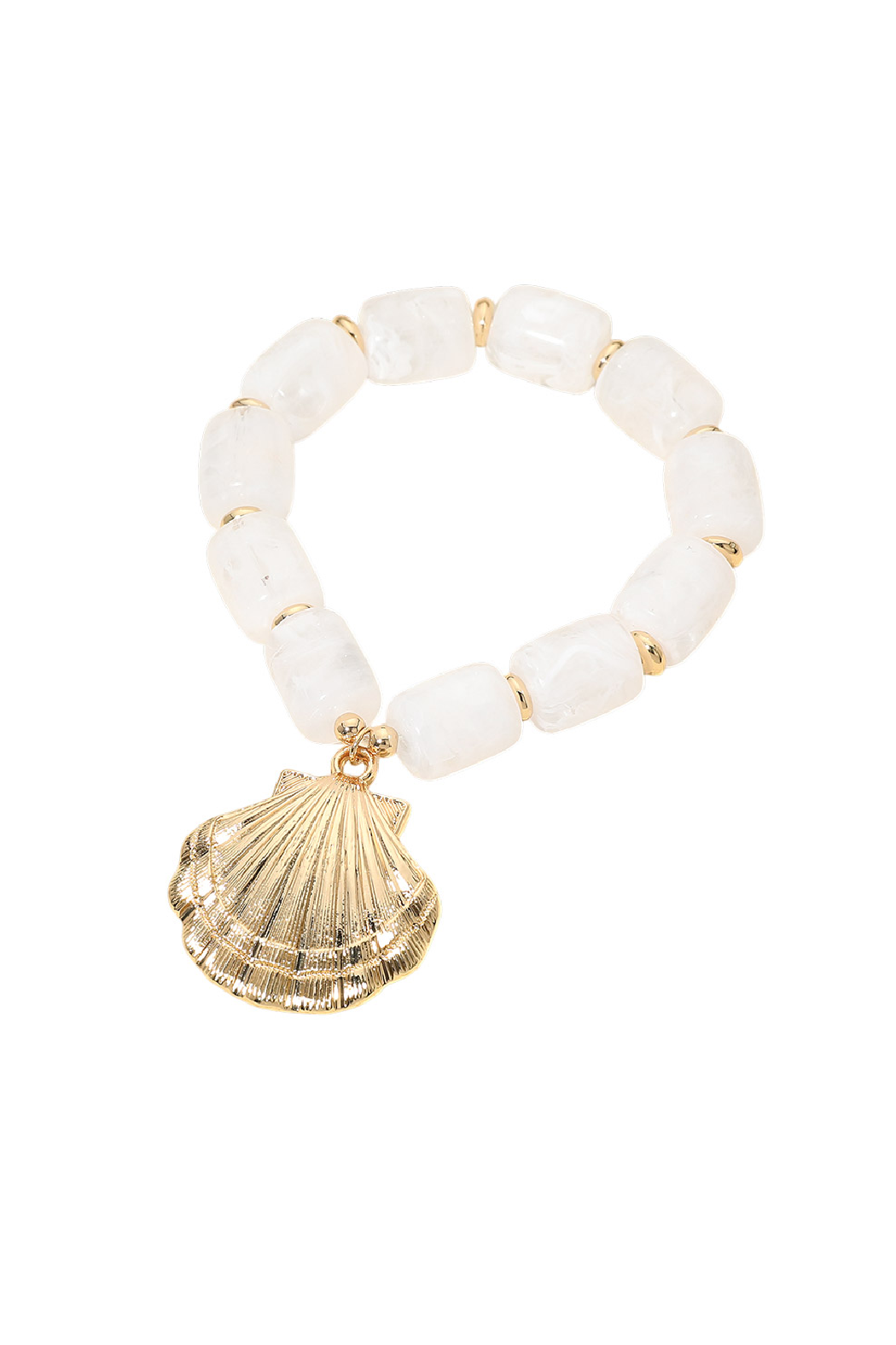 Large Bead Stretch Shell Bracelet