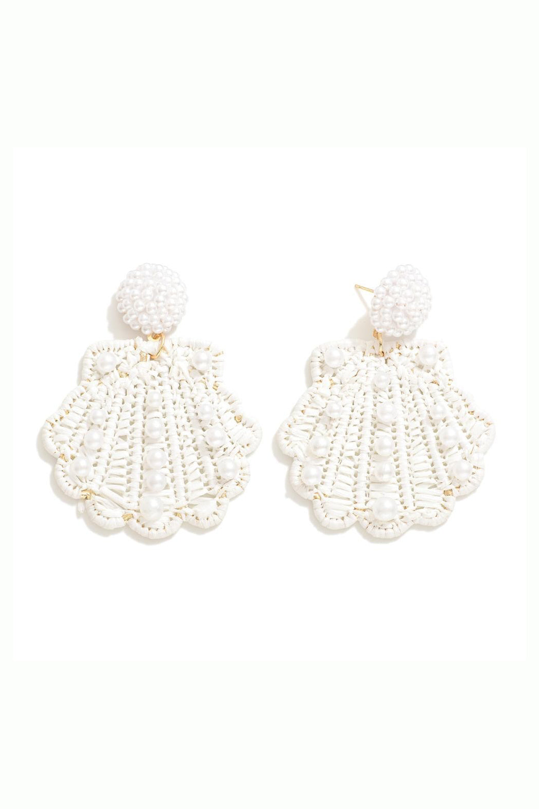 Raffia and Pearl Shell Earrings