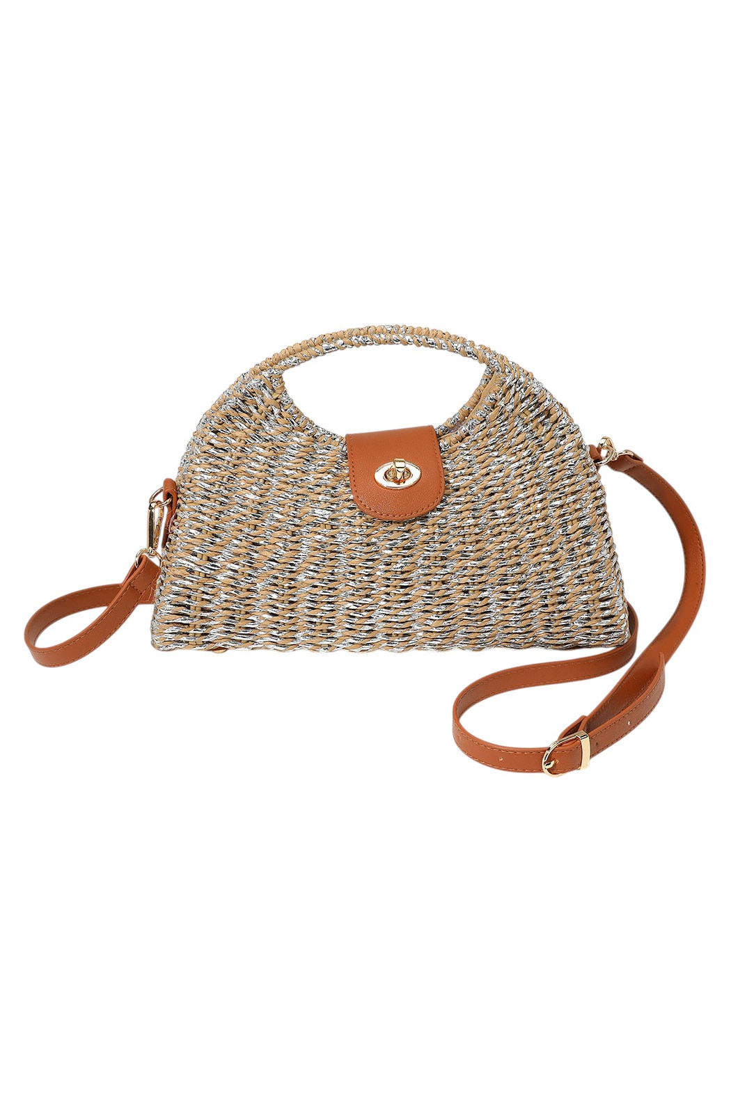 Metallic Straw Crossbody Bag