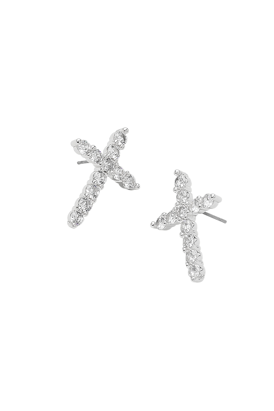 Gold Plated CZ Cross Earrings