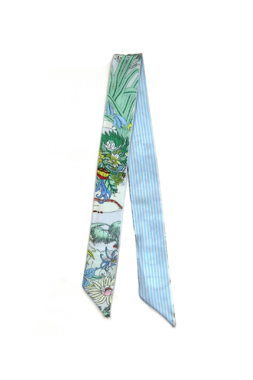 Skinny Floral Striped Scarf