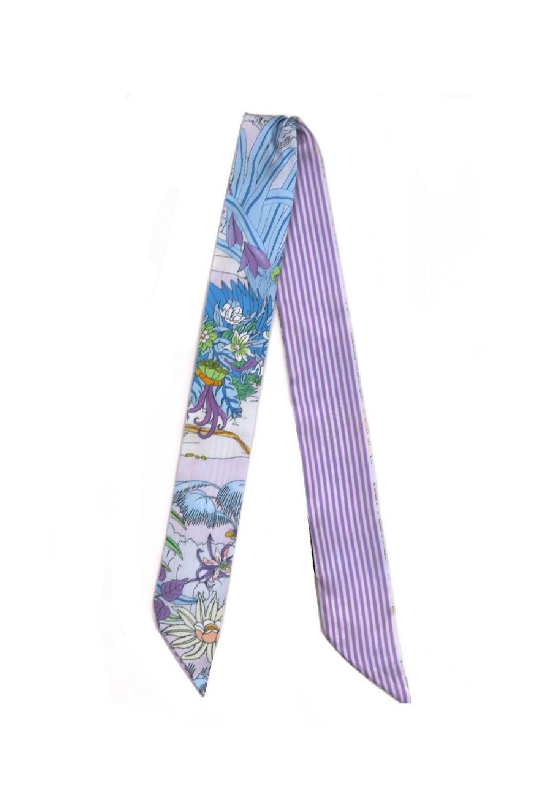 Skinny Floral Striped Scarf
