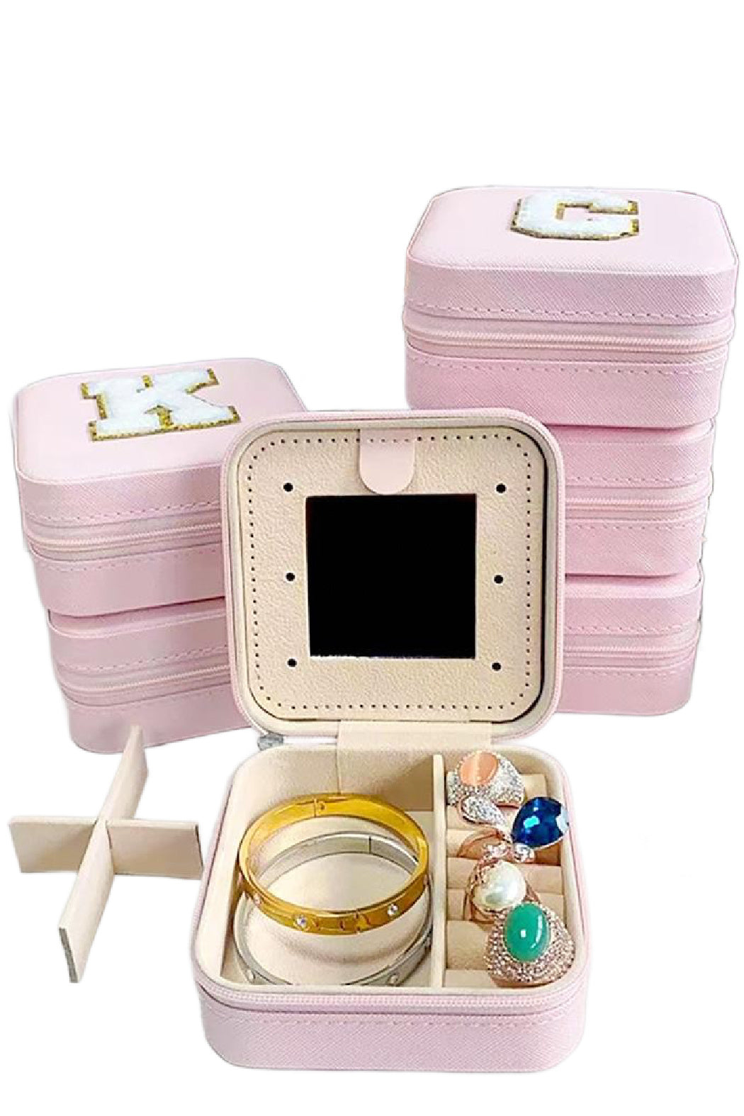 Chenille Lettered Little Pink Jewelry Box