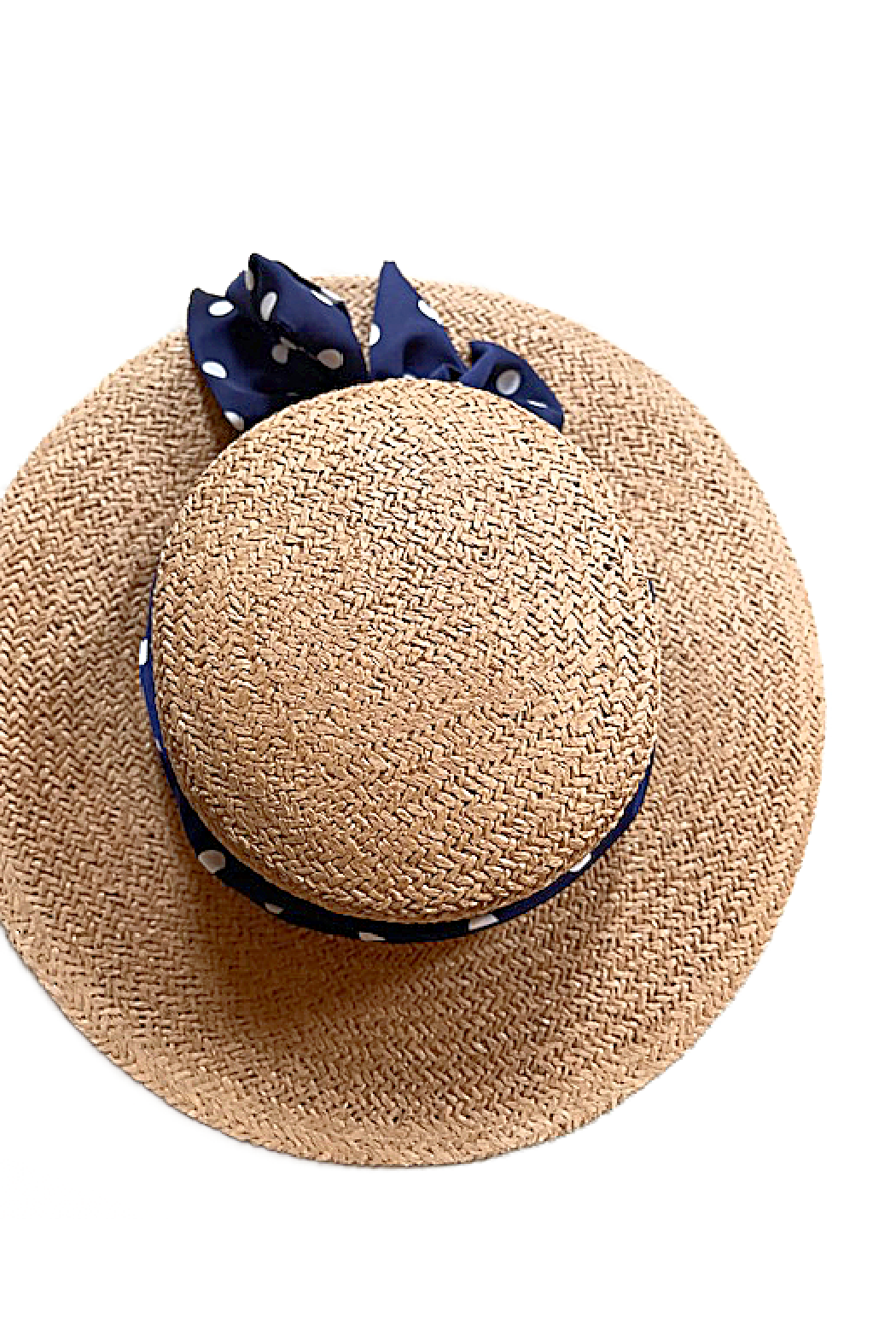 One-of-a-Kind Polka Dot Banded Straw Boater
