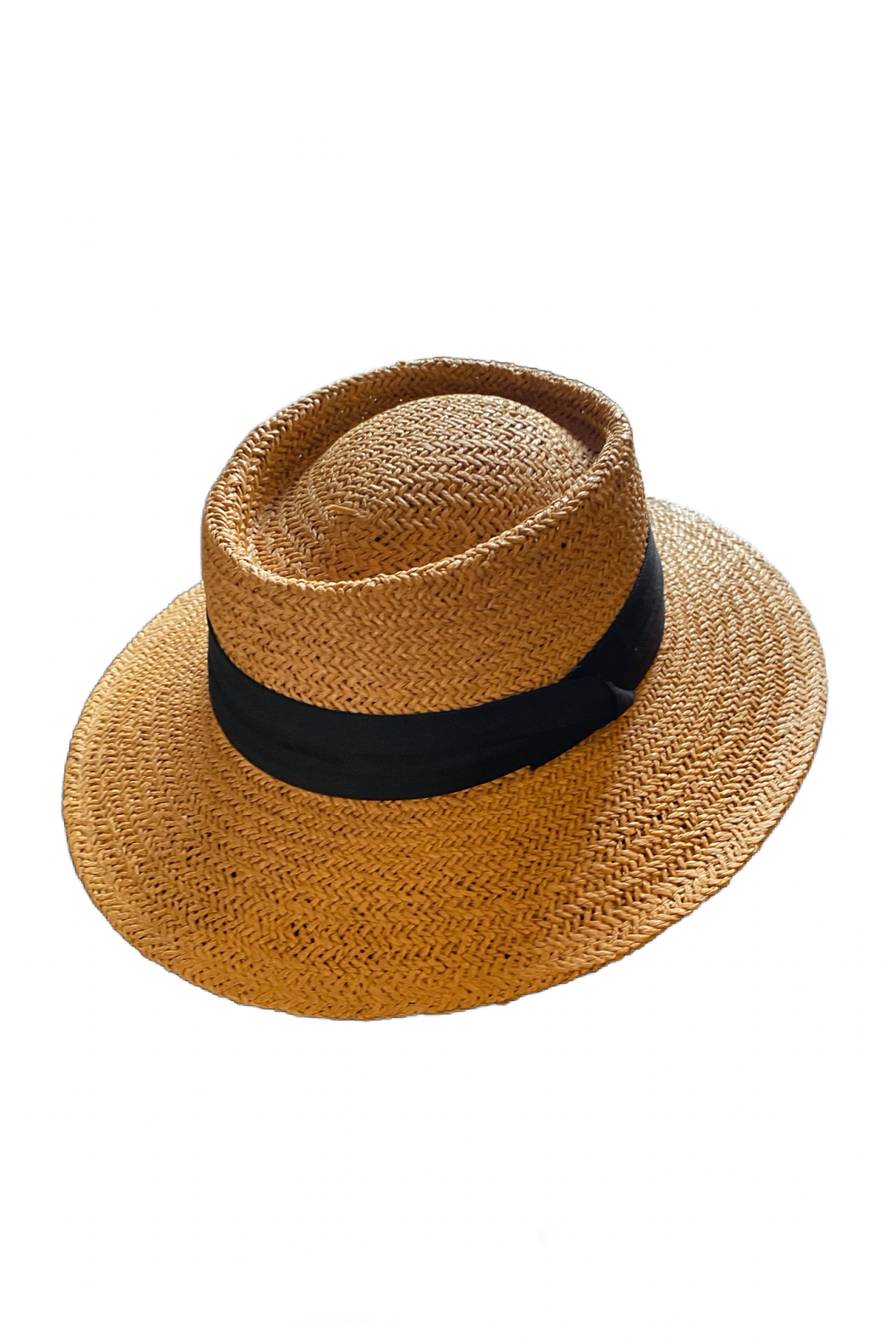 Straw Black Band Boater Hat