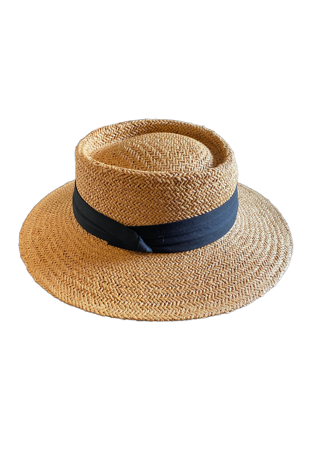 Straw Black Band Boater Hat