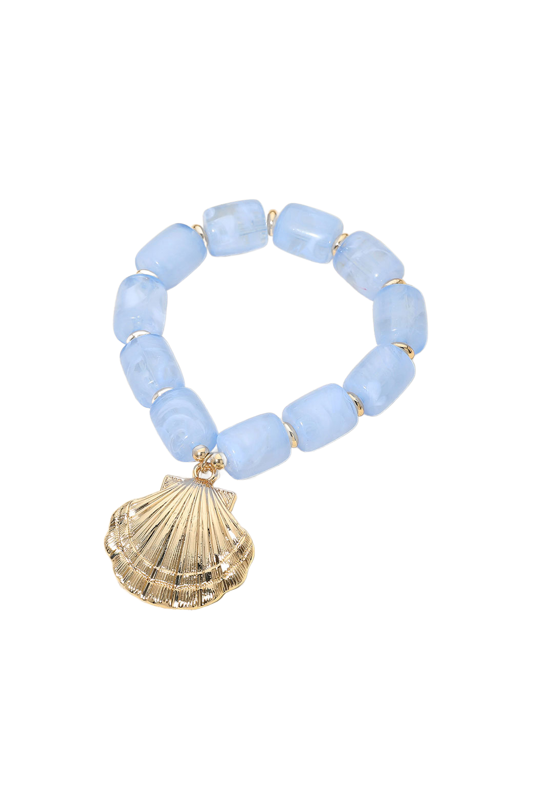 Large Bead Stretch Shell Bracelet