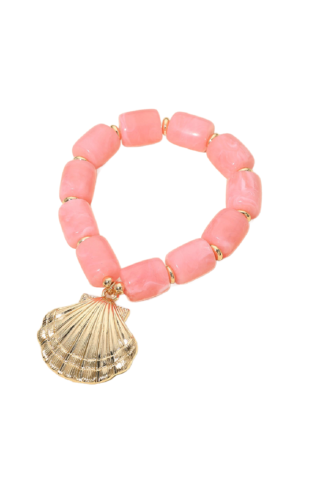 Large Bead Stretch Shell Bracelet