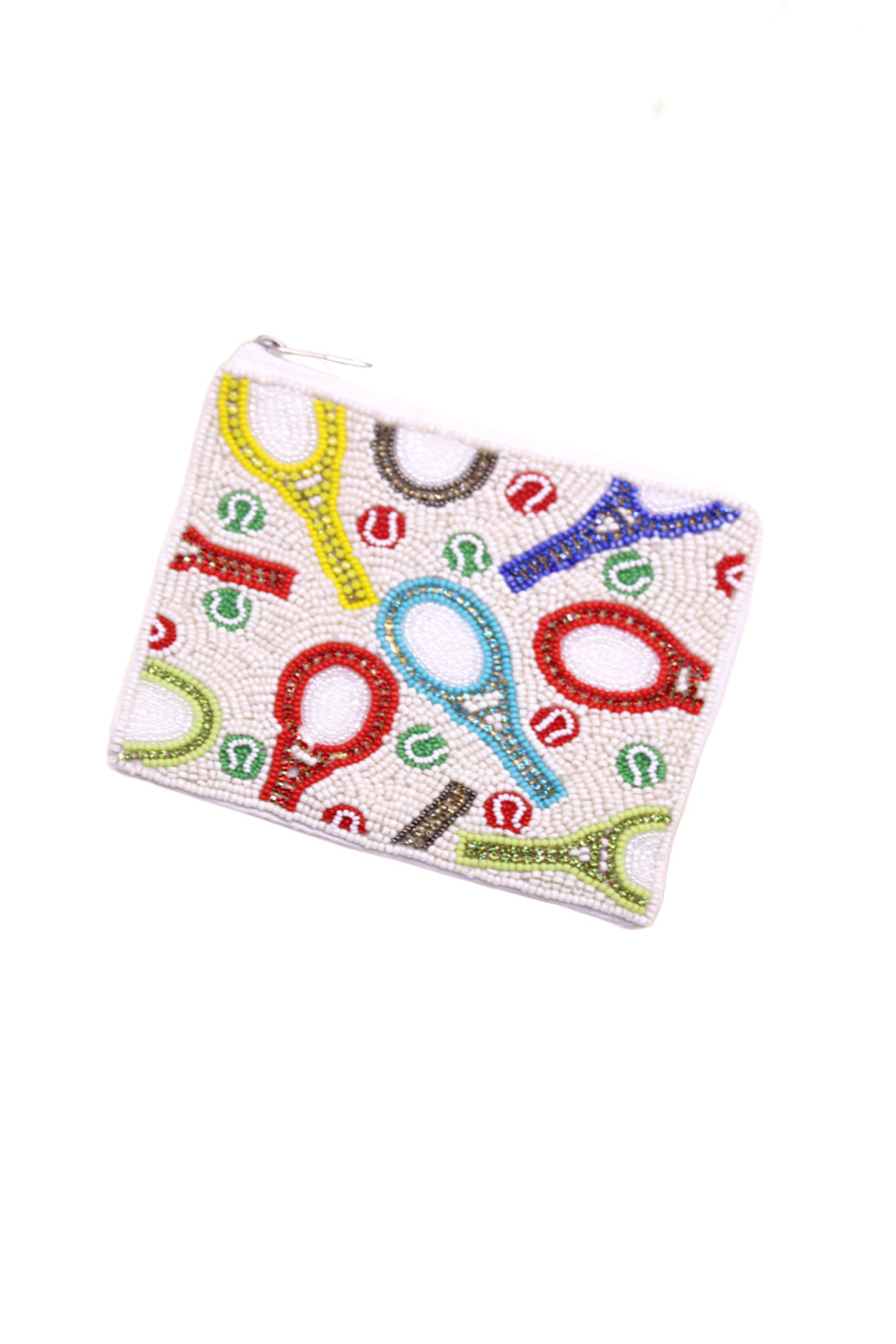 Tennis Racquets and Balls Beaded Pouch