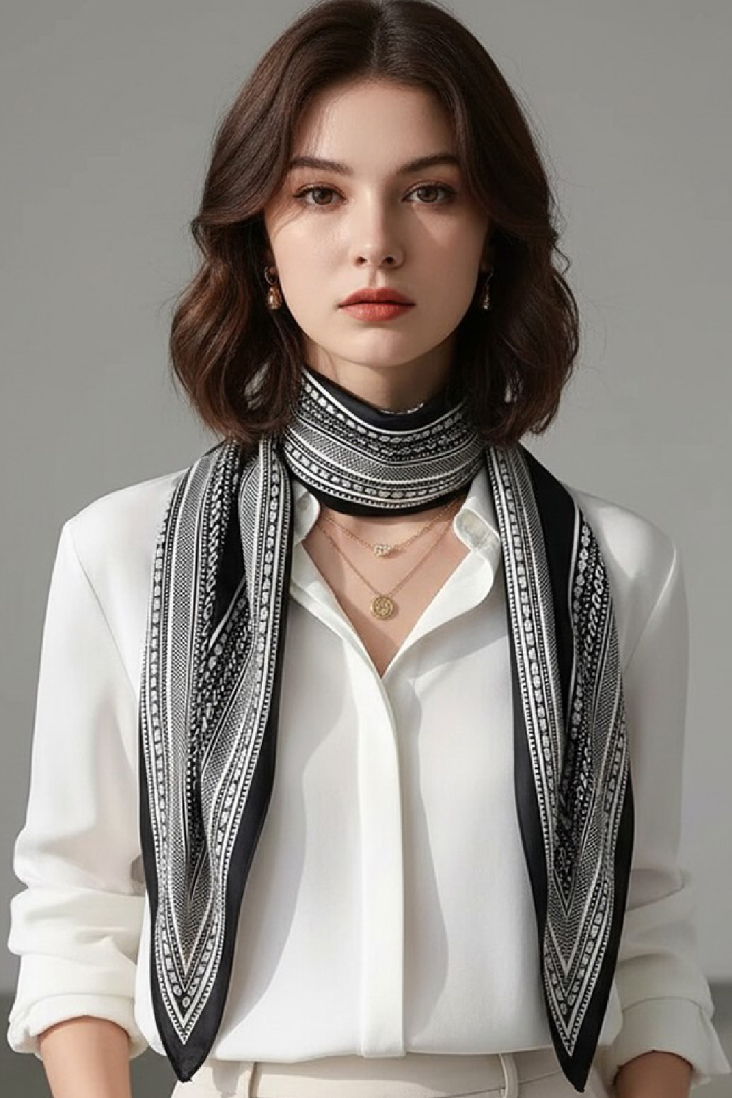 Filigree Border Silk Shawl Scarf