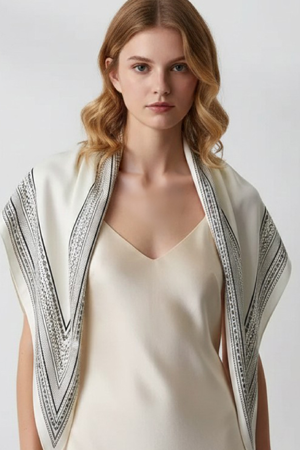Filigree Border Silk Shawl Scarf