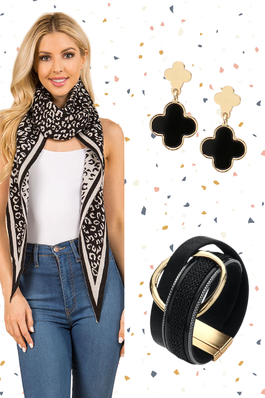 Black and White Animal Print Scarf Trio-Save $19; More than 20%